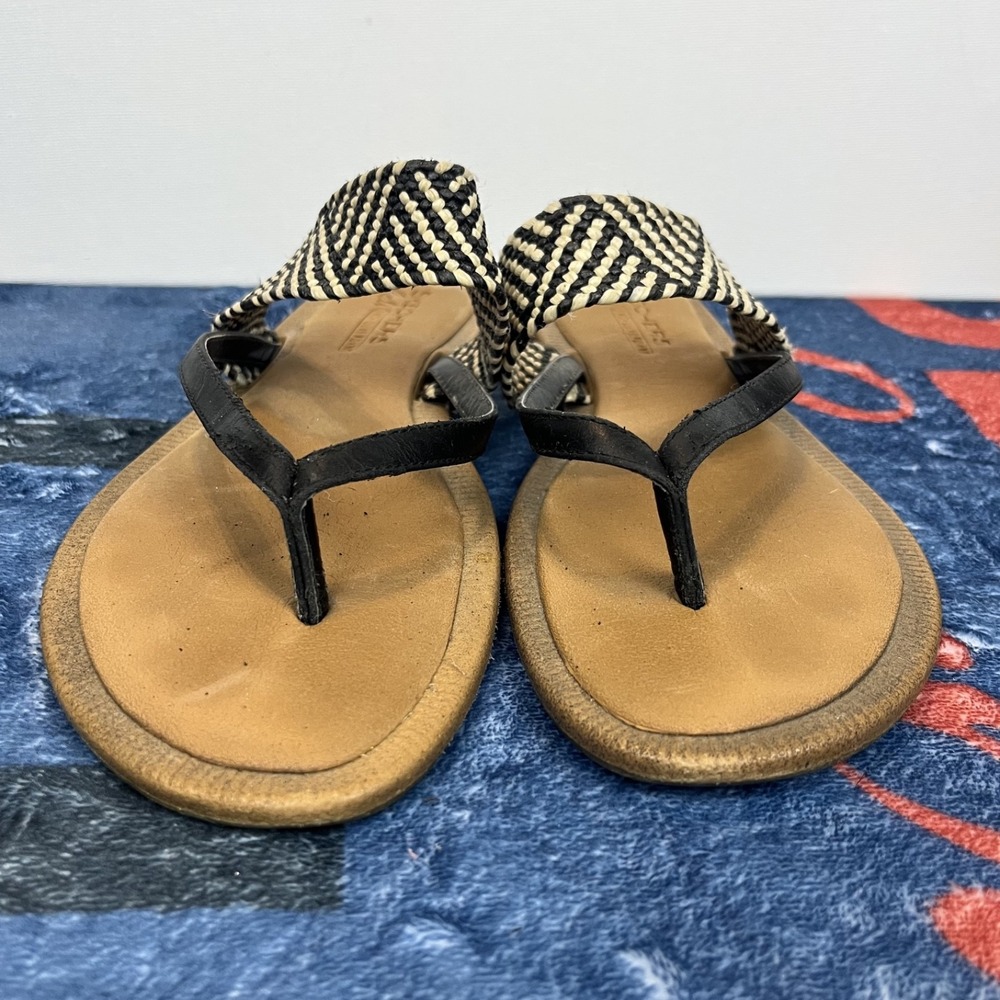 Skechers Cali Women's Flip Flop Sandals Woven Chevron Strap Black Tan Size 8.5